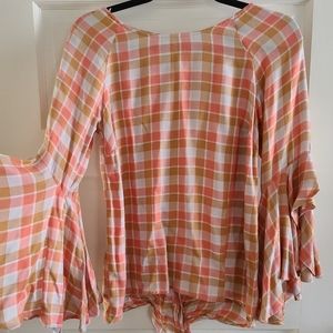 Lauren Conrad Peach checked Blouse